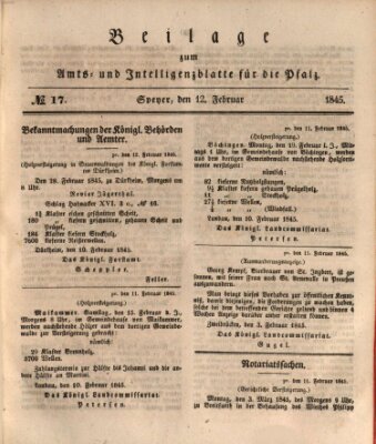 Königlich bayerisches Amts- und Intelligenzblatt für die Pfalz Mittwoch 12. Februar 1845