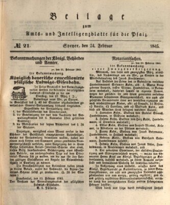 Königlich bayerisches Amts- und Intelligenzblatt für die Pfalz Montag 24. Februar 1845