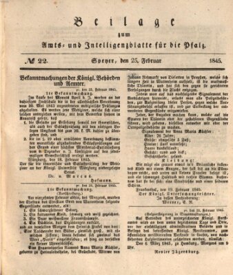 Königlich bayerisches Amts- und Intelligenzblatt für die Pfalz Dienstag 25. Februar 1845