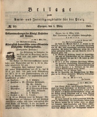 Königlich bayerisches Amts- und Intelligenzblatt für die Pfalz Mittwoch 5. März 1845