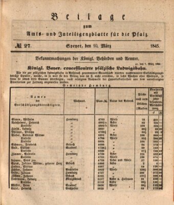 Königlich bayerisches Amts- und Intelligenzblatt für die Pfalz Montag 10. März 1845