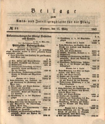 Königlich bayerisches Amts- und Intelligenzblatt für die Pfalz Samstag 15. März 1845