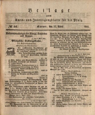 Königlich bayerisches Amts- und Intelligenzblatt für die Pfalz Dienstag 15. April 1845