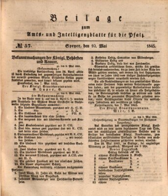 Königlich bayerisches Amts- und Intelligenzblatt für die Pfalz Samstag 10. Mai 1845