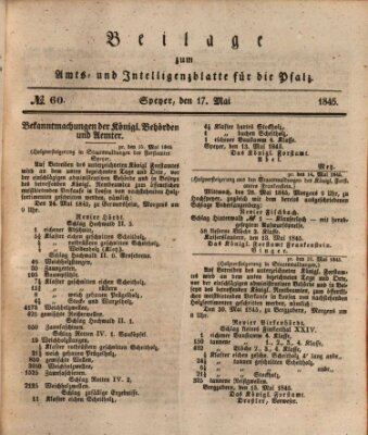 Königlich bayerisches Amts- und Intelligenzblatt für die Pfalz Samstag 17. Mai 1845