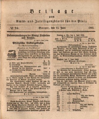 Königlich bayerisches Amts- und Intelligenzblatt für die Pfalz Freitag 13. Juni 1845