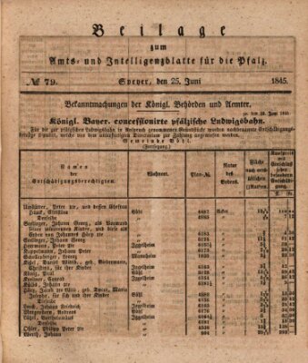 Königlich bayerisches Amts- und Intelligenzblatt für die Pfalz Mittwoch 25. Juni 1845