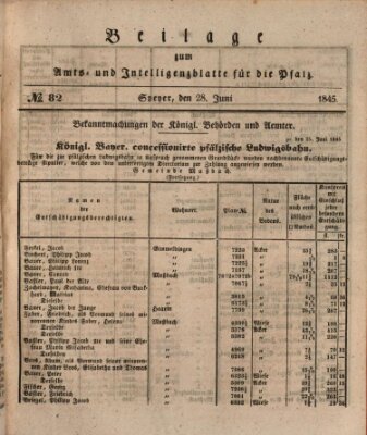 Königlich bayerisches Amts- und Intelligenzblatt für die Pfalz Samstag 28. Juni 1845