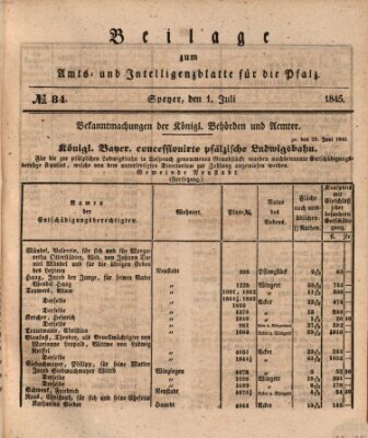 Königlich bayerisches Amts- und Intelligenzblatt für die Pfalz Dienstag 1. Juli 1845