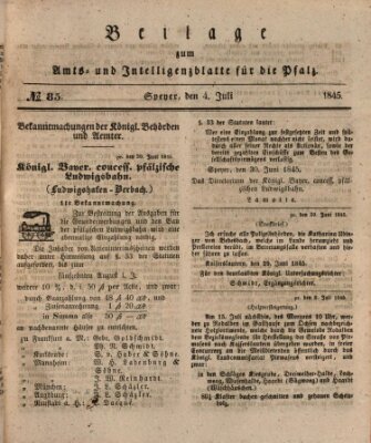 Königlich bayerisches Amts- und Intelligenzblatt für die Pfalz Freitag 4. Juli 1845