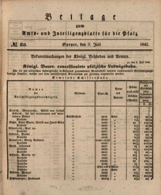 Königlich bayerisches Amts- und Intelligenzblatt für die Pfalz Mittwoch 9. Juli 1845