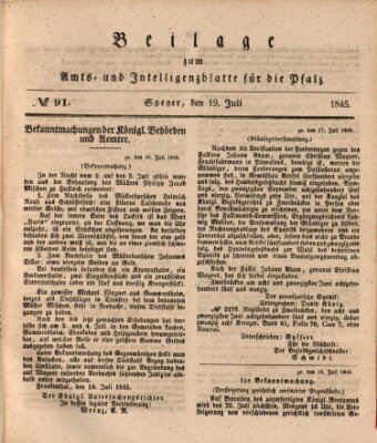 Königlich bayerisches Amts- und Intelligenzblatt für die Pfalz Samstag 19. Juli 1845