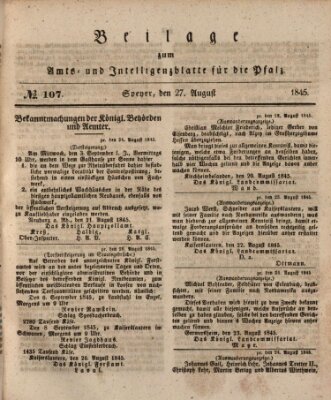 Königlich bayerisches Amts- und Intelligenzblatt für die Pfalz Mittwoch 27. August 1845