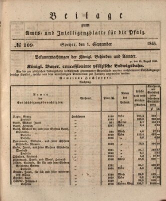 Königlich bayerisches Amts- und Intelligenzblatt für die Pfalz Montag 1. September 1845