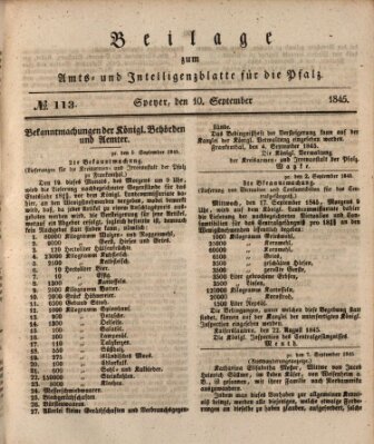 Königlich bayerisches Amts- und Intelligenzblatt für die Pfalz Mittwoch 10. September 1845