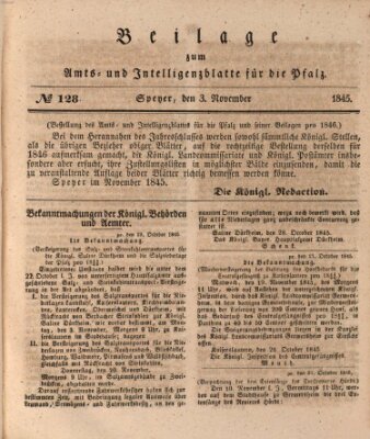 Königlich bayerisches Amts- und Intelligenzblatt für die Pfalz Montag 3. November 1845