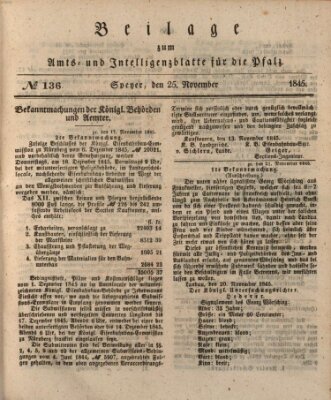 Königlich bayerisches Amts- und Intelligenzblatt für die Pfalz Dienstag 25. November 1845