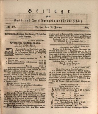 Königlich bayerisches Amts- und Intelligenzblatt für die Pfalz Freitag 30. Januar 1846