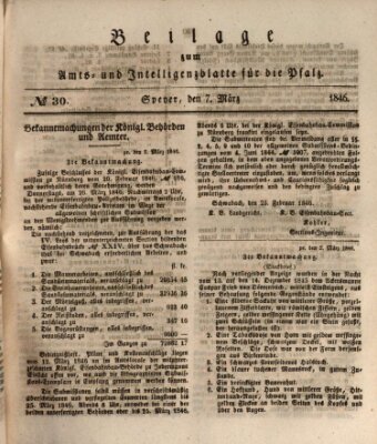 Königlich bayerisches Amts- und Intelligenzblatt für die Pfalz Samstag 7. März 1846