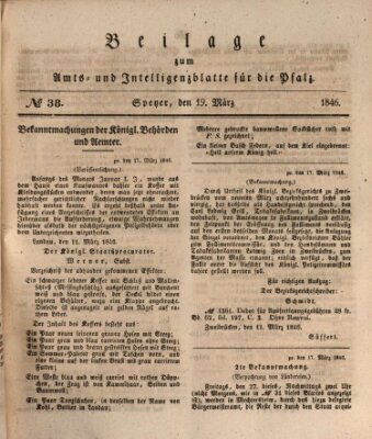 Königlich bayerisches Amts- und Intelligenzblatt für die Pfalz Donnerstag 19. März 1846