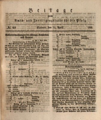 Königlich bayerisches Amts- und Intelligenzblatt für die Pfalz Dienstag 14. April 1846