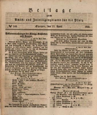 Königlich bayerisches Amts- und Intelligenzblatt für die Pfalz Dienstag 21. April 1846