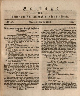 Königlich bayerisches Amts- und Intelligenzblatt für die Pfalz Freitag 24. April 1846