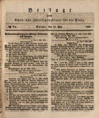 Königlich bayerisches Amts- und Intelligenzblatt für die Pfalz Samstag 30. Mai 1846