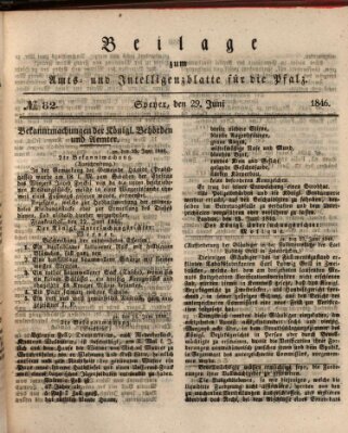 Königlich bayerisches Amts- und Intelligenzblatt für die Pfalz Montag 29. Juni 1846