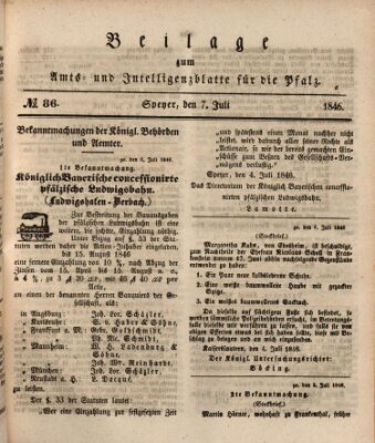 Königlich bayerisches Amts- und Intelligenzblatt für die Pfalz Dienstag 7. Juli 1846