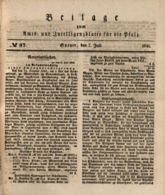 Königlich bayerisches Amts- und Intelligenzblatt für die Pfalz Mittwoch 8. Juli 1846