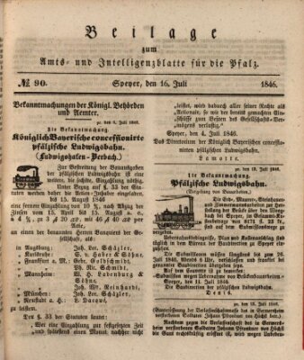 Königlich bayerisches Amts- und Intelligenzblatt für die Pfalz Donnerstag 16. Juli 1846