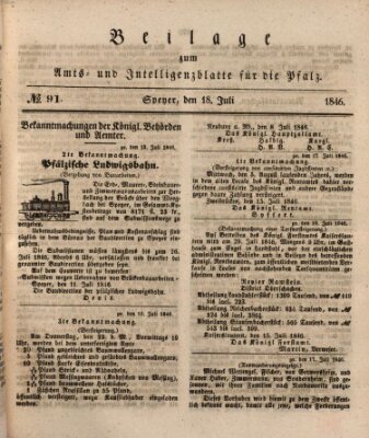 Königlich bayerisches Amts- und Intelligenzblatt für die Pfalz Samstag 18. Juli 1846