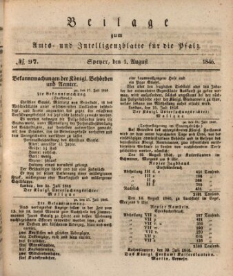 Königlich bayerisches Amts- und Intelligenzblatt für die Pfalz Samstag 1. August 1846