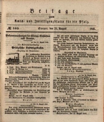 Königlich bayerisches Amts- und Intelligenzblatt für die Pfalz Freitag 21. August 1846