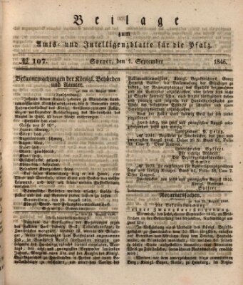 Königlich bayerisches Amts- und Intelligenzblatt für die Pfalz Dienstag 1. September 1846