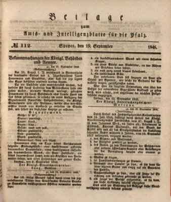 Königlich bayerisches Amts- und Intelligenzblatt für die Pfalz Samstag 19. September 1846