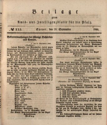 Königlich bayerisches Amts- und Intelligenzblatt für die Pfalz Samstag 26. September 1846