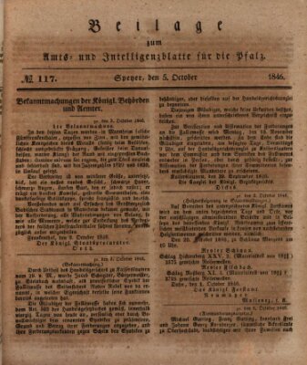 Königlich bayerisches Amts- und Intelligenzblatt für die Pfalz Montag 5. Oktober 1846