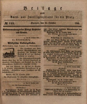 Königlich bayerisches Amts- und Intelligenzblatt für die Pfalz Freitag 30. Oktober 1846