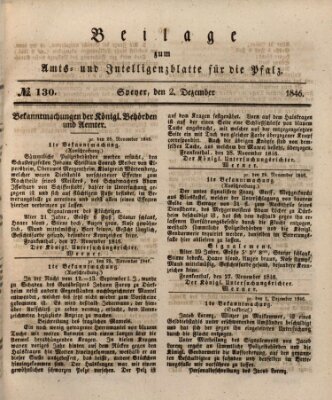 Königlich bayerisches Amts- und Intelligenzblatt für die Pfalz Mittwoch 2. Dezember 1846