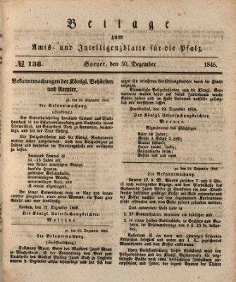 Königlich bayerisches Amts- und Intelligenzblatt für die Pfalz Mittwoch 30. Dezember 1846