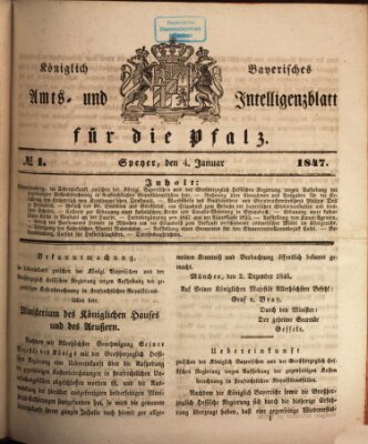 Königlich bayerisches Amts- und Intelligenzblatt für die Pfalz Montag 4. Januar 1847