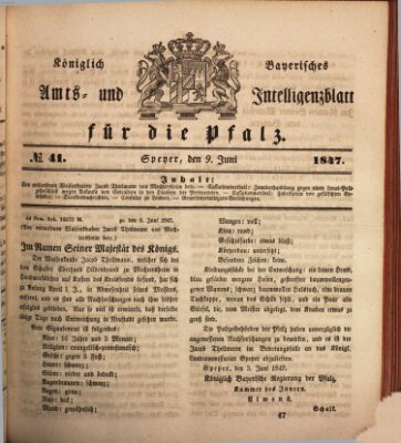 Königlich bayerisches Amts- und Intelligenzblatt für die Pfalz Mittwoch 9. Juni 1847