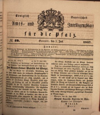 Königlich bayerisches Amts- und Intelligenzblatt für die Pfalz Freitag 9. Juli 1847