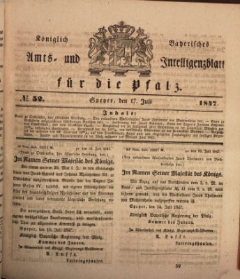 Königlich bayerisches Amts- und Intelligenzblatt für die Pfalz Samstag 17. Juli 1847