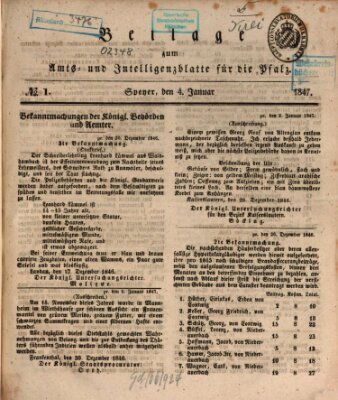 Königlich bayerisches Amts- und Intelligenzblatt für die Pfalz Montag 4. Januar 1847