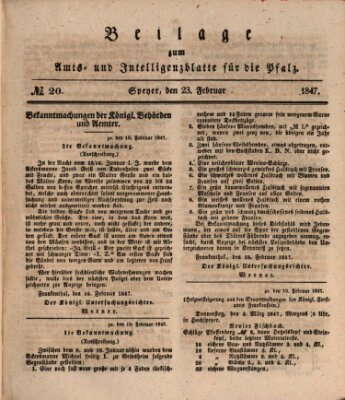 Königlich bayerisches Amts- und Intelligenzblatt für die Pfalz Dienstag 23. Februar 1847