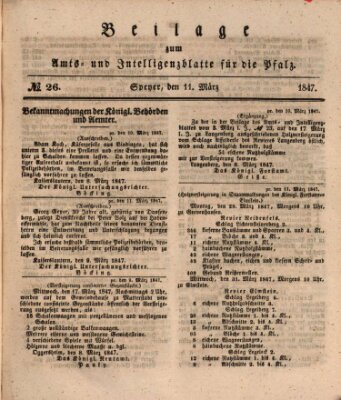 Königlich bayerisches Amts- und Intelligenzblatt für die Pfalz Donnerstag 11. März 1847