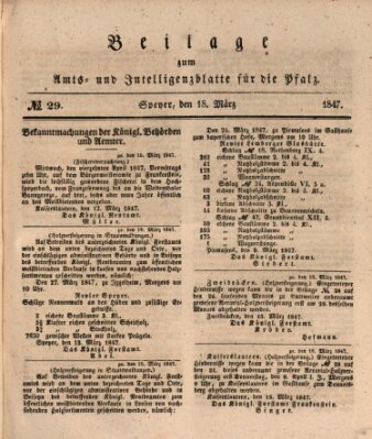 Königlich bayerisches Amts- und Intelligenzblatt für die Pfalz Donnerstag 18. März 1847